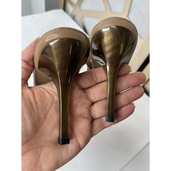 New Keuyluan Coffee Soft Leather High Heels Shoes Sandals Made Italy Sz 38 Us 7 - Picture 5 of 7